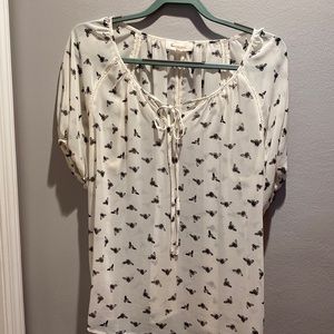Sheer Bee-Print Blouse